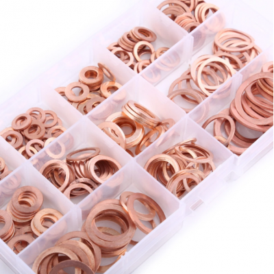 110pc Copper Washer Assortment Set Flat Ring SAE Oil Seal Kit